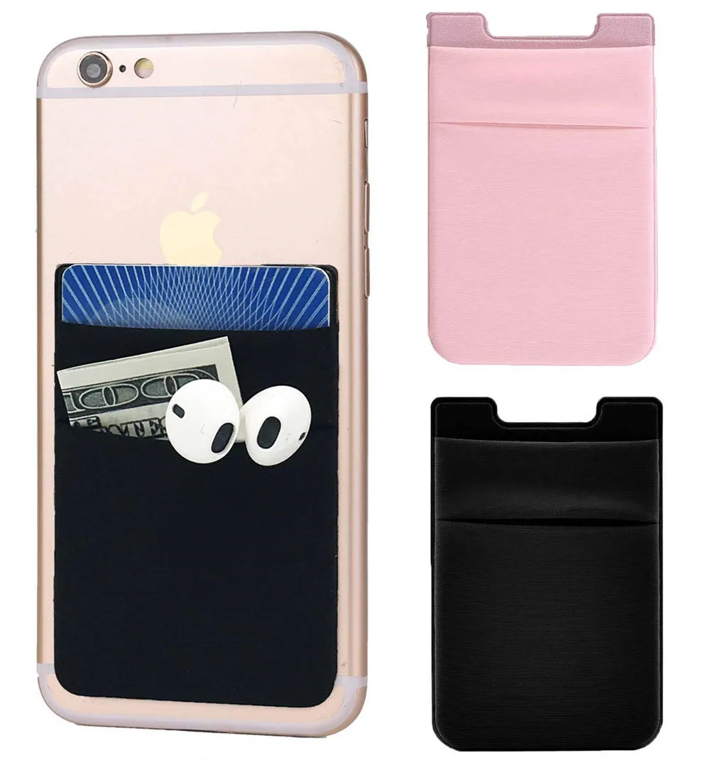 

Adhesive Sticker Phone Pocket Cell Phone Stick On Card Wallet Stretchy Lycra Credit Cards ID Card Holder Pouch Sleeve