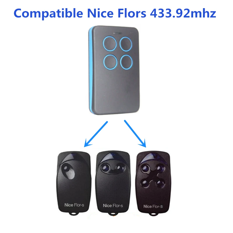 

Nice Flors,Nice Flo1-RS, Flo2-RS, Flo4-RS Universal Remote control transmitter Replacement 433.92MHZ Rolling Code remotes