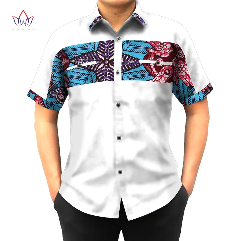 На заказ африканская одежда с принтом рубашка мужская с коротким рукавом Дашики Мужские Рубашки s Slim Fit африканская одежда размера плюс 6XL BRW WYN302 - Цвет: 8