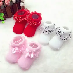 Блестящие Сладкий 1 пара Детские носки Симпатичные новорожденных носки из хлопка для девочек принцесса Bowknots носки в стиле ретро с