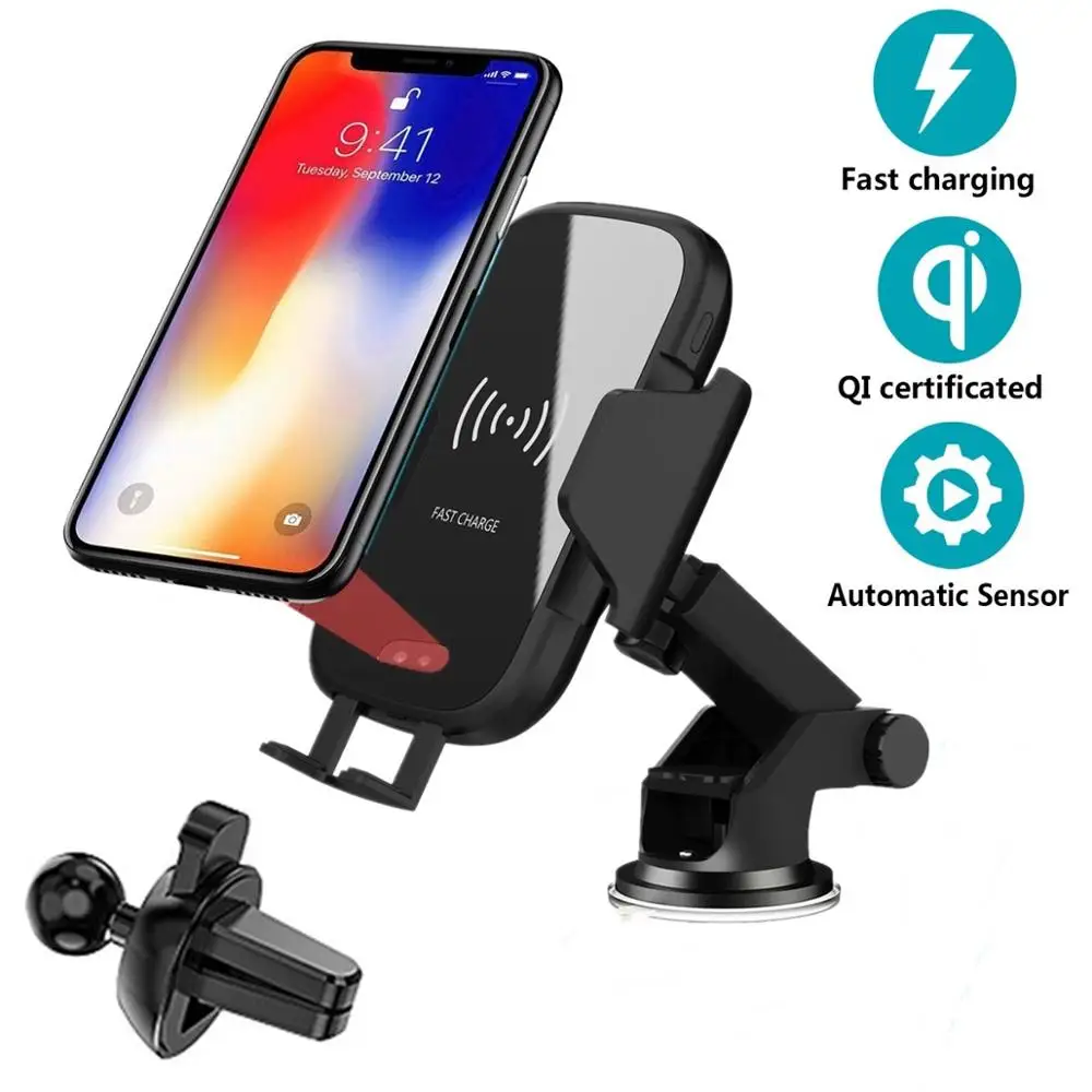 

New Qi Car Wireless Charger For iPhone Xs Max X 8 Plus Samsung S10 S9 Car Phone Holder Fast Wireless Charging Charger Carregador