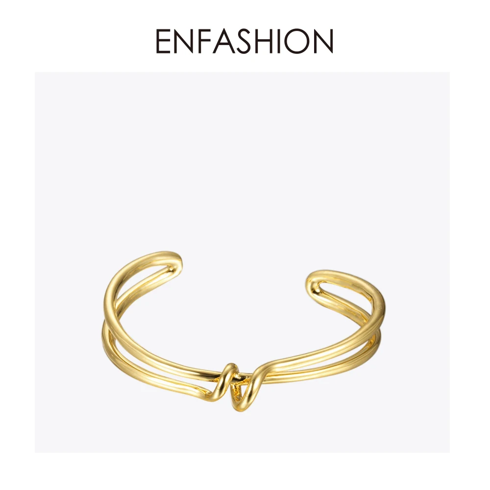 

Enfashion Knot Cuff Bracelet Manchette Armband Gold color Loop Line Bangle Bracelet For Women Bracelets Bangles Pulseiras B8782