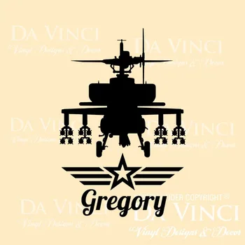 

Helicopter Apache Airplane Army Planes Wall Custom Name Vinyl Wall Decal Sticker