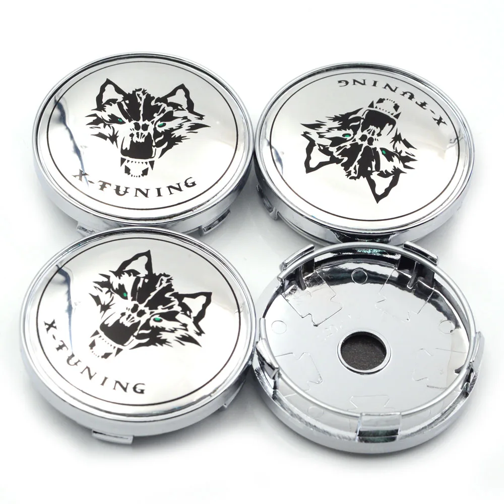 

Gzhengtong 4pcs/Set Sliver Color 60mm Car War Wolf Emblem Wheel Hub Caps Centre Cover Caps for All Car