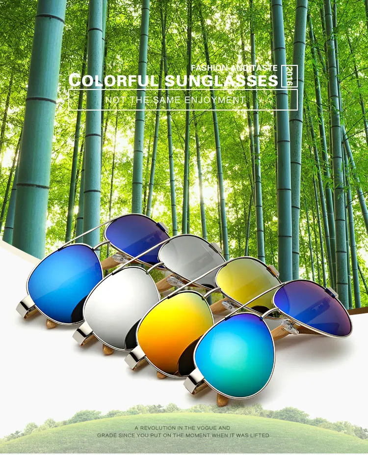 RUISIMO Bamboo pilot Sunglasses Men Wooden metal Women pilot Brand Designer Mirror Original Sun Glasses drive retro de sol reader sunglasses