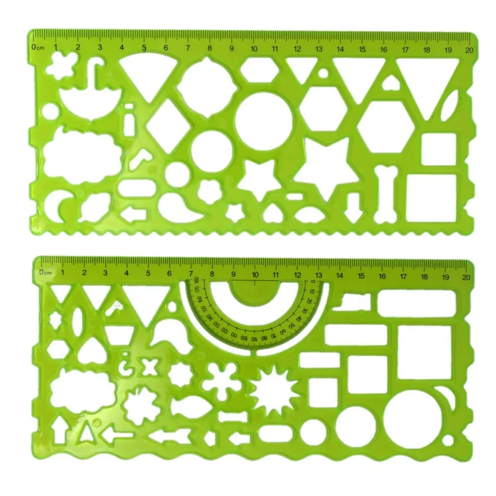 Modelli di plastica Disegno Forma Geometrica Righelli Triangolo Cerchio Disegno per il Capretto Studente Righello Set 2 pz Colore casuale in Modelli di