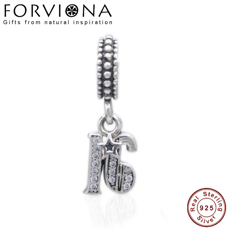 

Original 100% 925 Sterling Silver Beads Charm 16 Years of Love Dangle Charms Fit Pan Charm Bracelets & Bangles Women DIY Jewelry