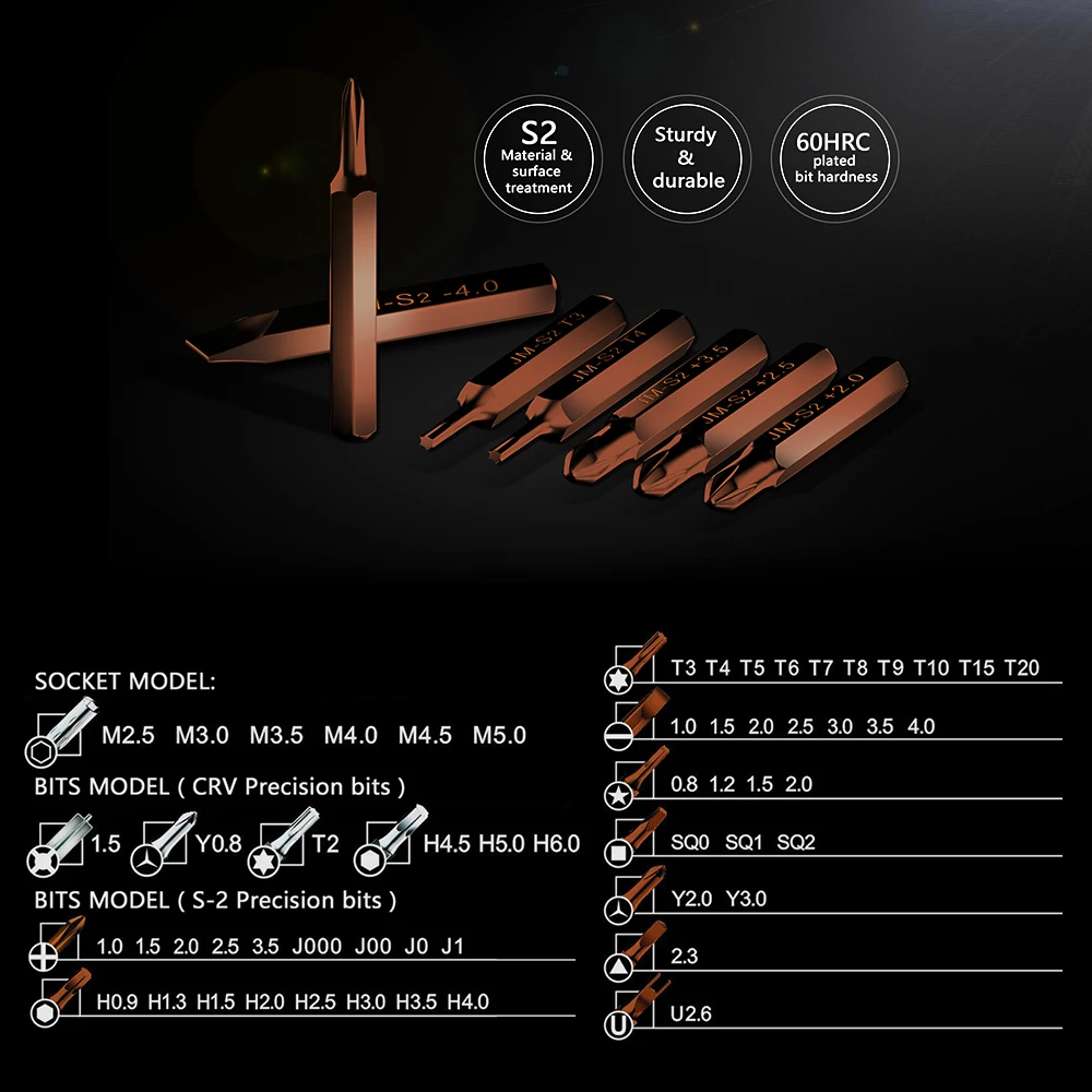 JAKEMY JM-8166 Набор отверток S2 биты 61 в 1 прецизионных магнитных Screwdirver с гибкий стержень для электроники обслуживания