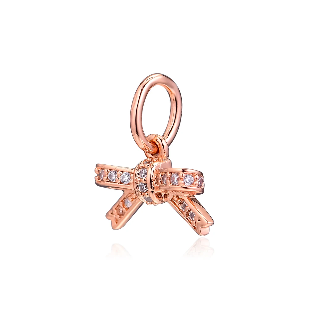 

Fits for Pandora Charms Bracelet 100% 925 Sterling Silver Beads Rose Sparkling Bow Dangle Free Shipping
