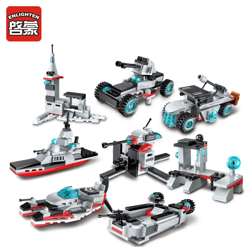 Enlighten 8 в 1 самолет военный армейский Перевозчик Модель корабля строительный блок деформационная игрушка обучающая укладка блоки для подарка