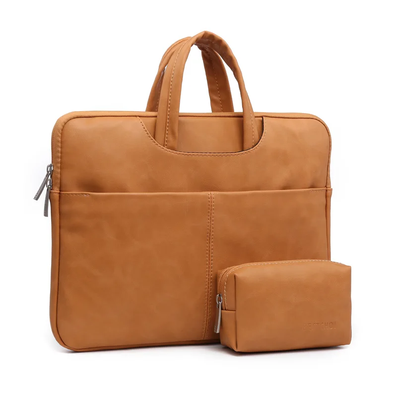 Чехол из искусственной кожи для ноутбука Breif, сумка, чехол 14 15,6, водонепроницаемый чехол для ноутбука Macbook Air Pro retina 13 15, чехол, аксессуары - Цвет: Brown Set