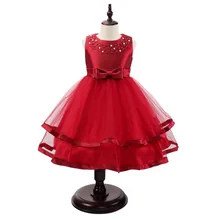 Платья для девочек с жемчужинами Платье с бантом для девочек Для летних вечеринок платье принцессы для детей подарок на день рождения Одежда для маленьких девочек