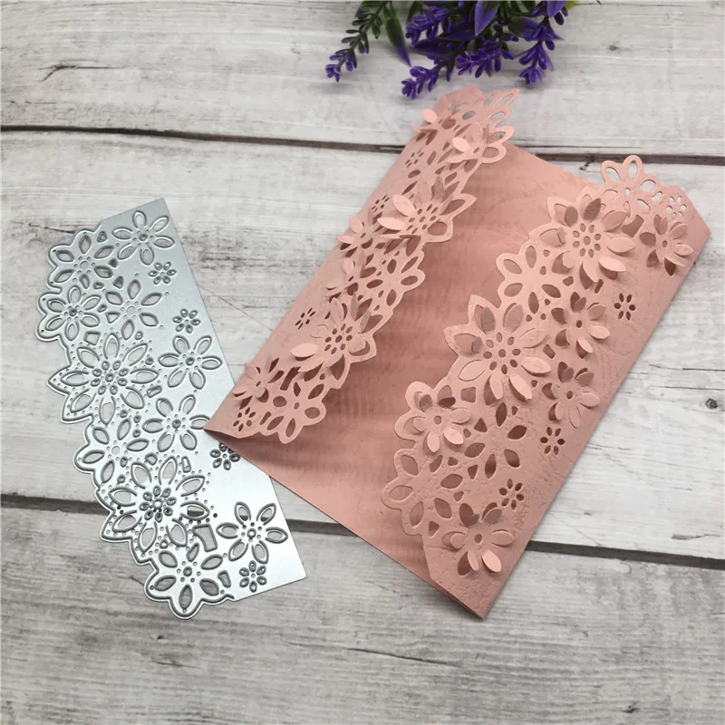 Metal Flower Edge Border Floral Cutting Dies Embossing DIY Scrapbooking Craft