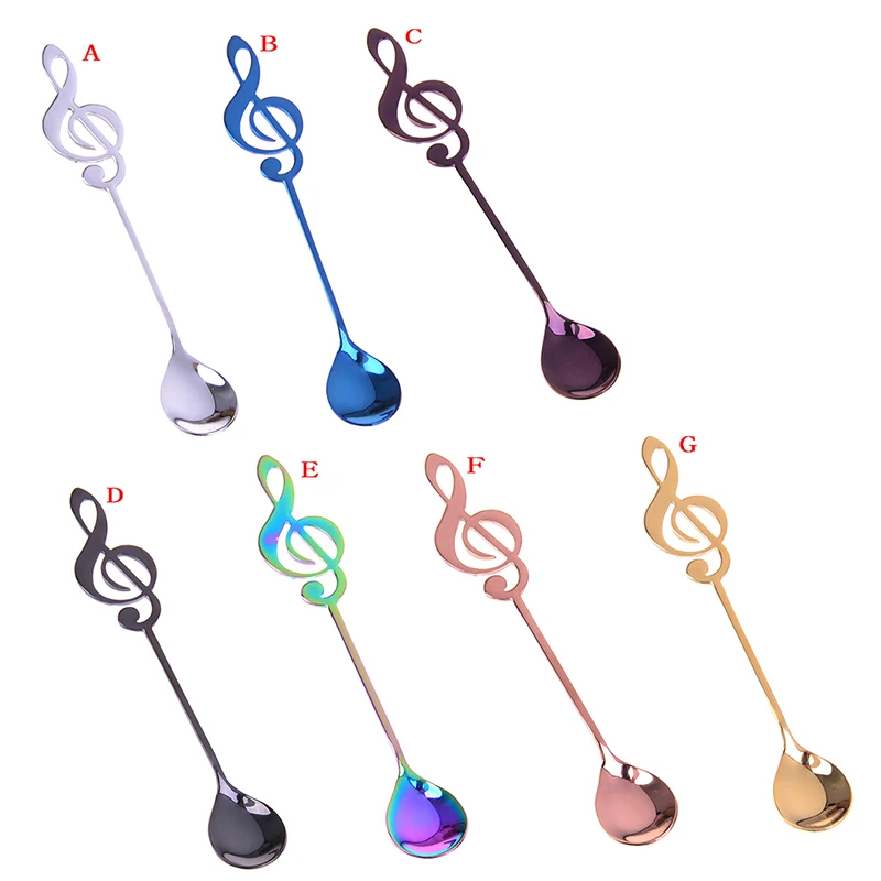 

1PC Stainless Steel musical note Coffee Strring Spoon Teaspoon Tea Spoon Dessert Spoon Long Handle Tableware