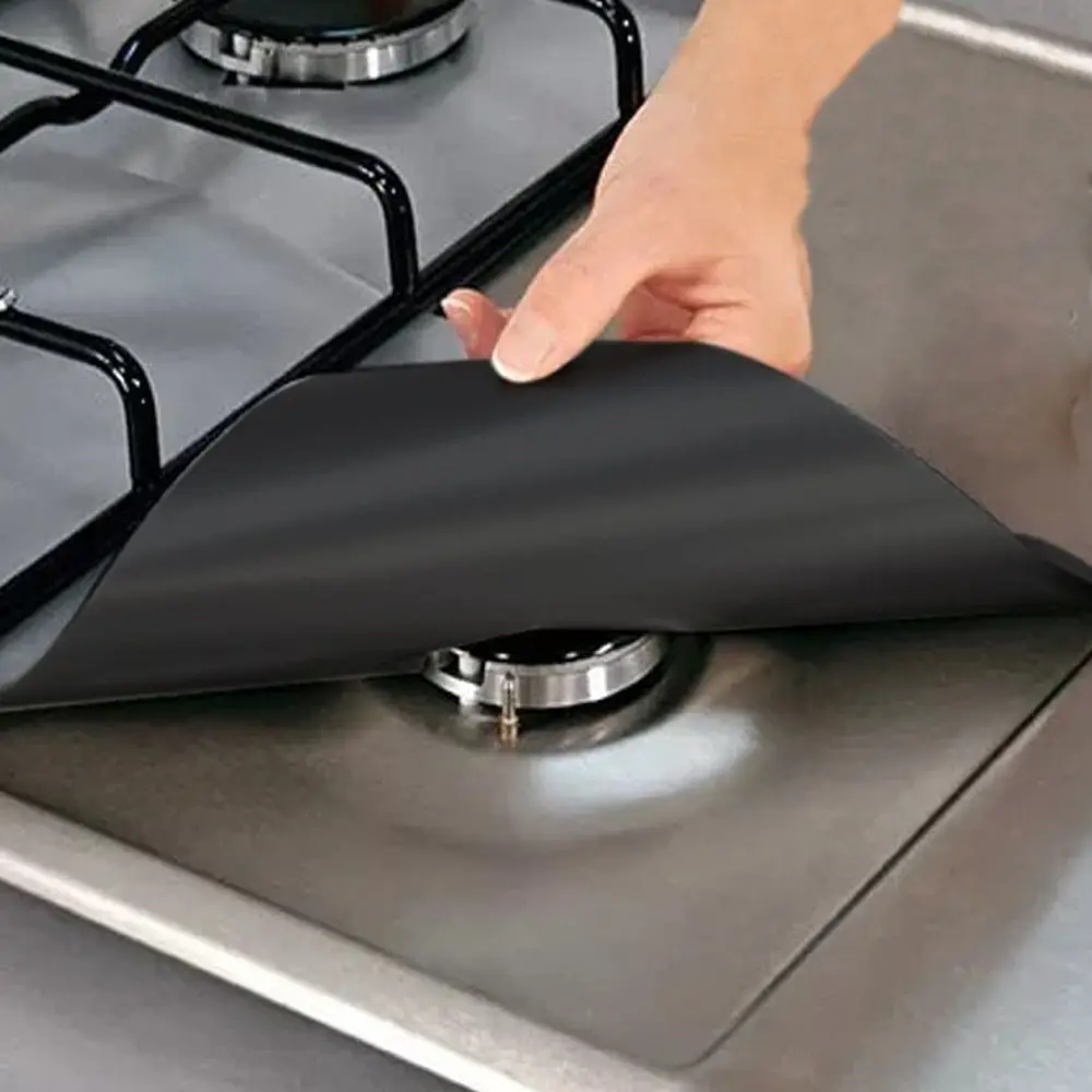 

4pcs/set Gas Cooker Protection Pad Reusable Gas Stove Cooker Protectors Burner Cover Clean Pads Home Kitchen Accessories