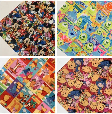 

145*90cm Winnie the Pooh Mickey Minnie Textile Polyester Fabric Patchwork diy handmade patchwork cotton fabric home textile