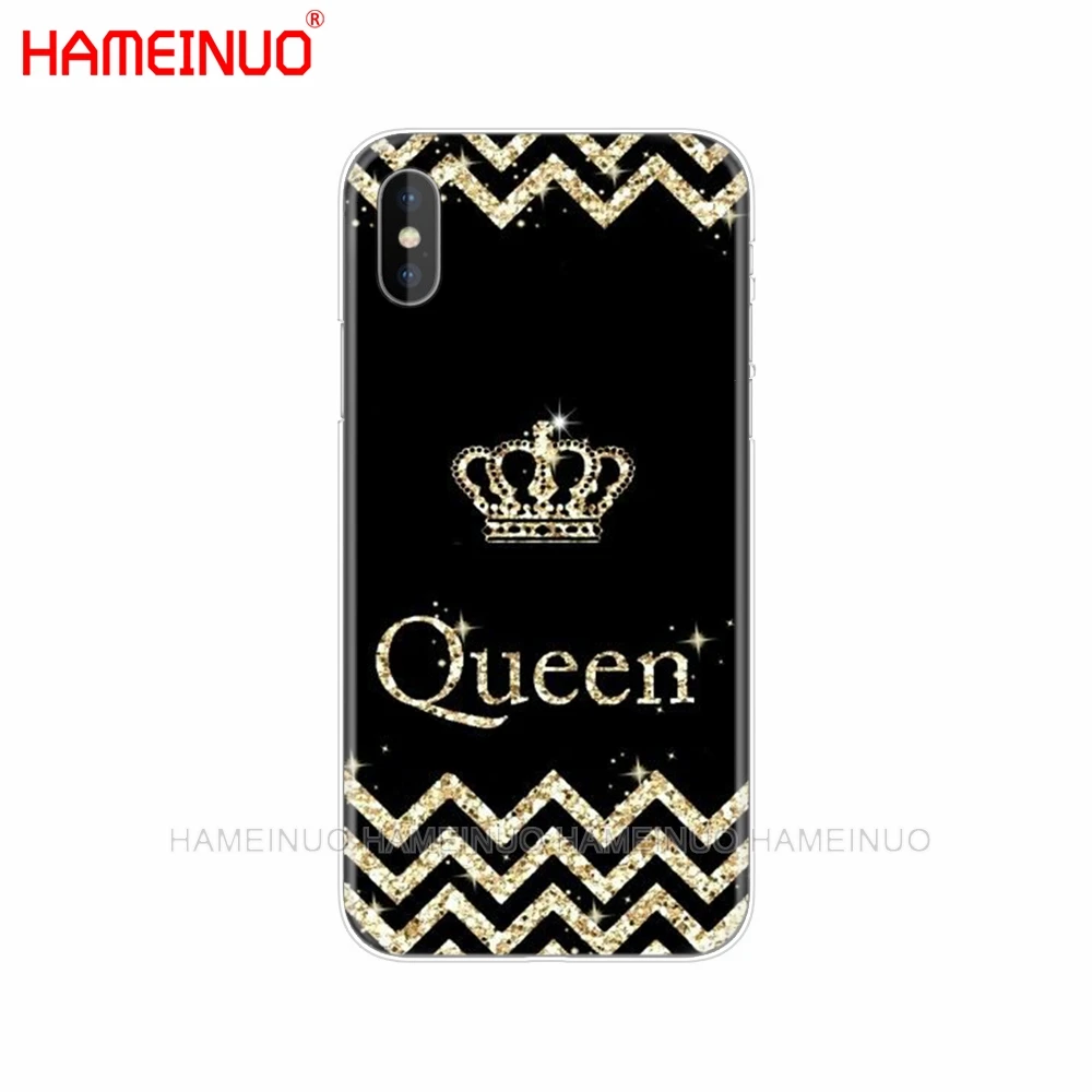 HAMEINUO королева и король корона Coque сотовый телефон чехол для iphone X 8 7 6 4 4S 5 5S SE 5c 6s plus - Цвет: 90112