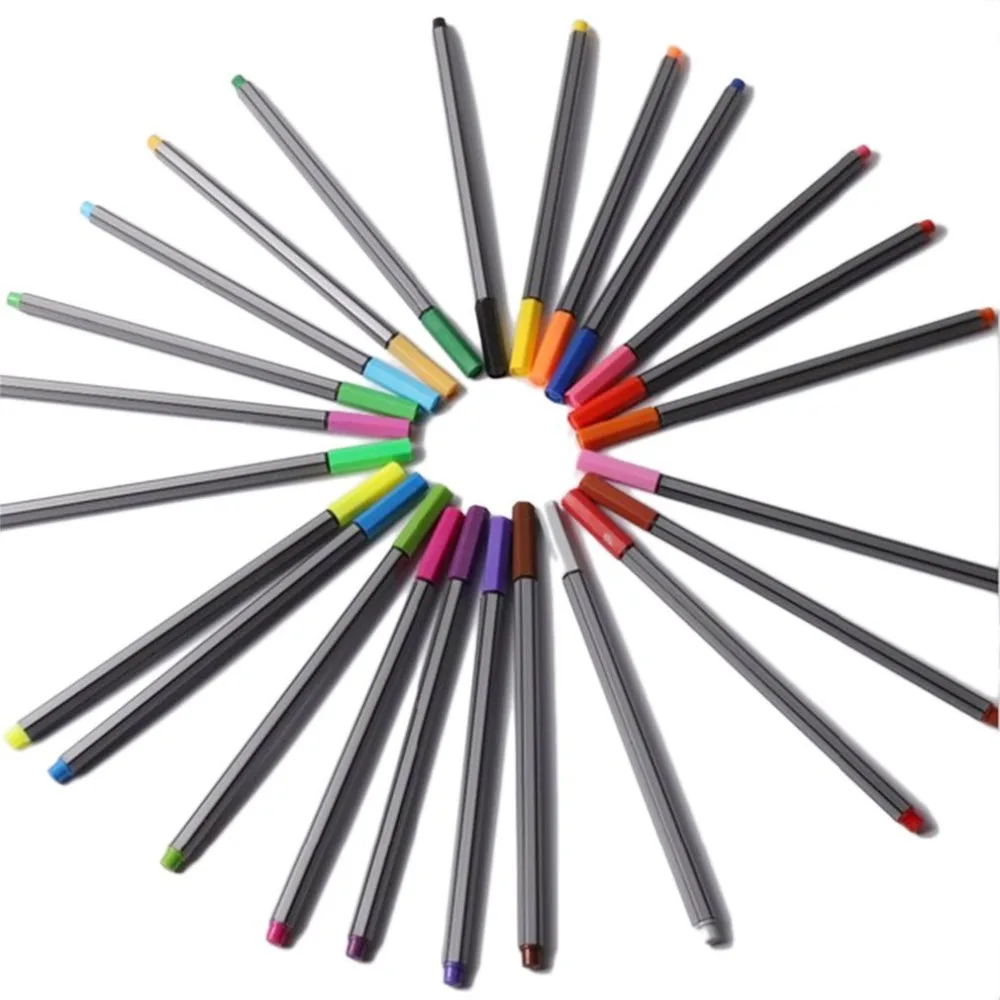 24 Colori Sottile Linea Disegno A Penna Manga Del Fumetto Pubblicit  Pro tazione di Cancelleria Ufficio Scolastico Forniture Art Marker Penne Gel Penne