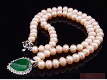 

HOT 001934 Real Pink Pearl Green Cubic Zirconia 18KWGP Crystal Clasp Pendant & Necklace