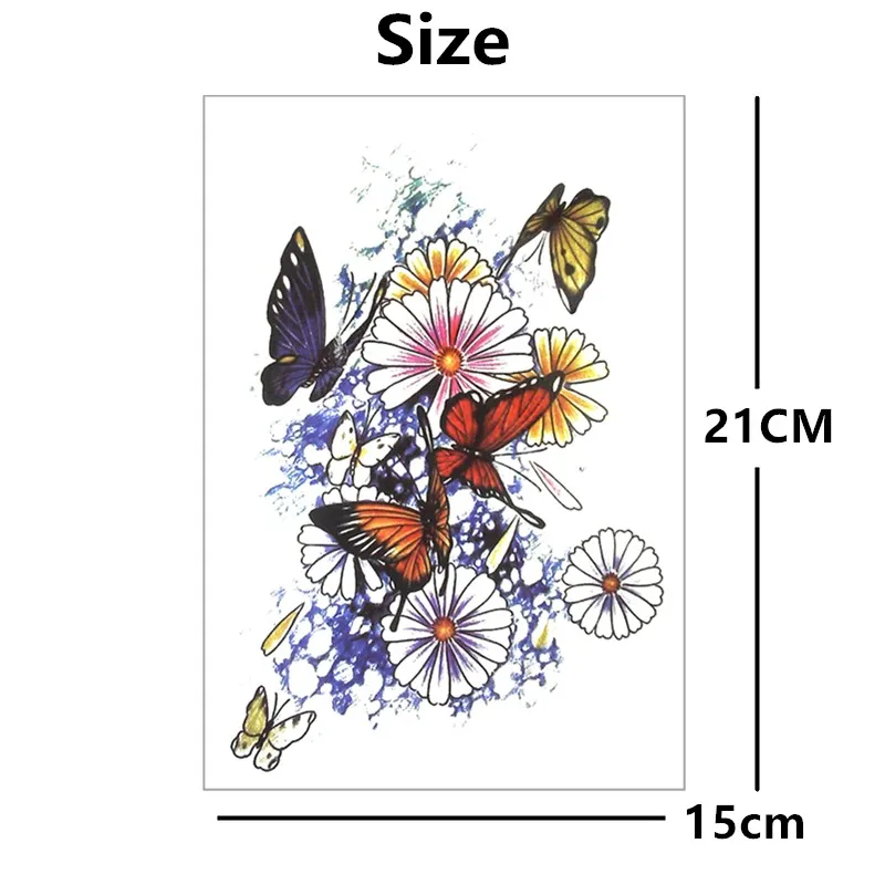 Shnapign Amazon бабочка временные татуировки Средства ухода за кожей Книги по искусству флеш-тату Наклейки 21*15 см Водонепроницаемый стайлинга