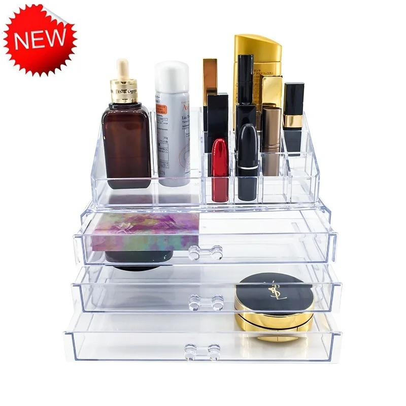 Прозрачный акриловый Органайзер для макияжа, коробка для хранения ювелирных изделий, многоуровневый косметический Органайзер, Органайзер