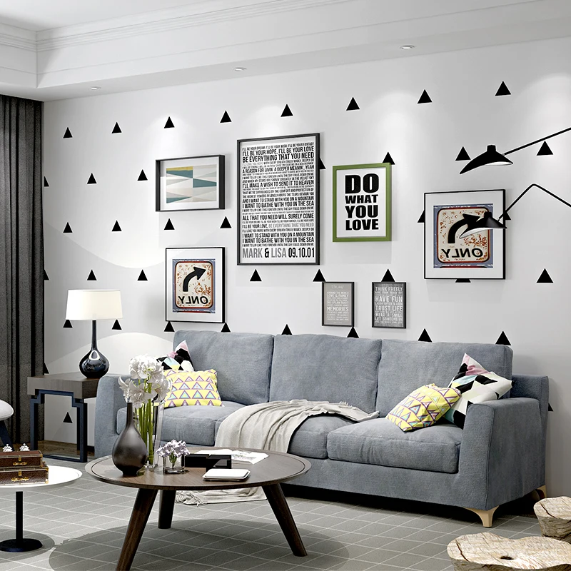 جديد تصميم الشمال نمط هندسي أبيض وأسود مثلث خلفيات المعيشة غرفة الفراش غرفة التلفزيون خلفية جدار ورق الجدران لفة