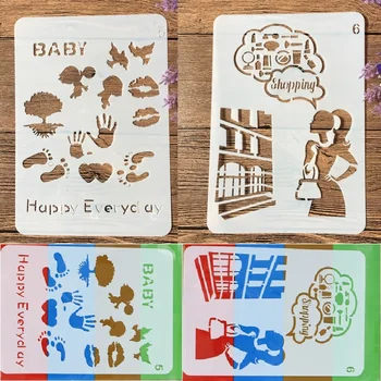 

2Pcs 20cm Shopping Lady Baby Hand DIY Craft Layering Stencils Painting Scrapbooking Stamping Embossing Album Paper Template