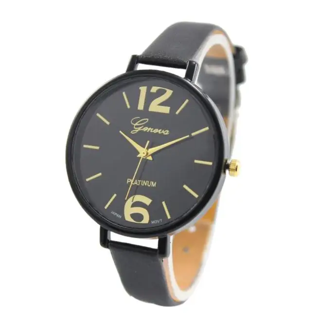 Модные мужские часы, женские роскошные брендовые часы с кожаным ремешком, аналоговые кварцевые наручные часы, браслеты, Saat Relojes Mujer - Цвет: bk