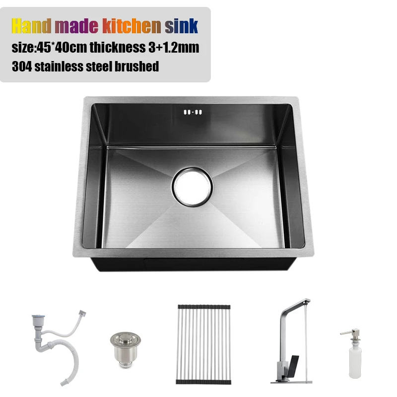 Матовый кухонный резервуар для воды 45 х40 см 10 мм|kitchen sink single bowl|stainless steel kitchen sinkkitchen