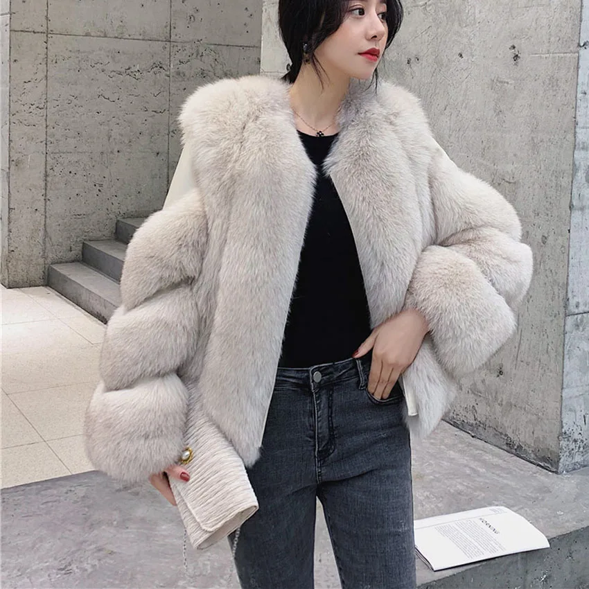 

Natural fox fur coat women whole skin real fox fur jacket 2019 autumn winter
