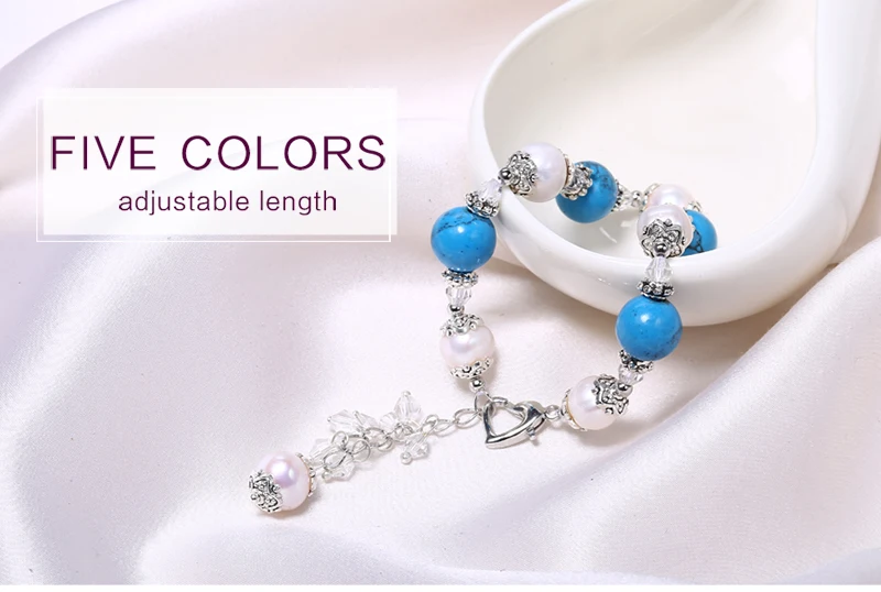 DAIMI Purple Natural Pearl Bracelets Trendy Adjustable Style Agate Bracelet Colorful Stone Jewelry 5 Color For Choose Big Size