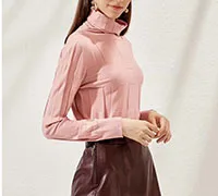 

Women 100 % Wool Turtleneck Sweater/Pullover with Plaid Pattern 4 Colors