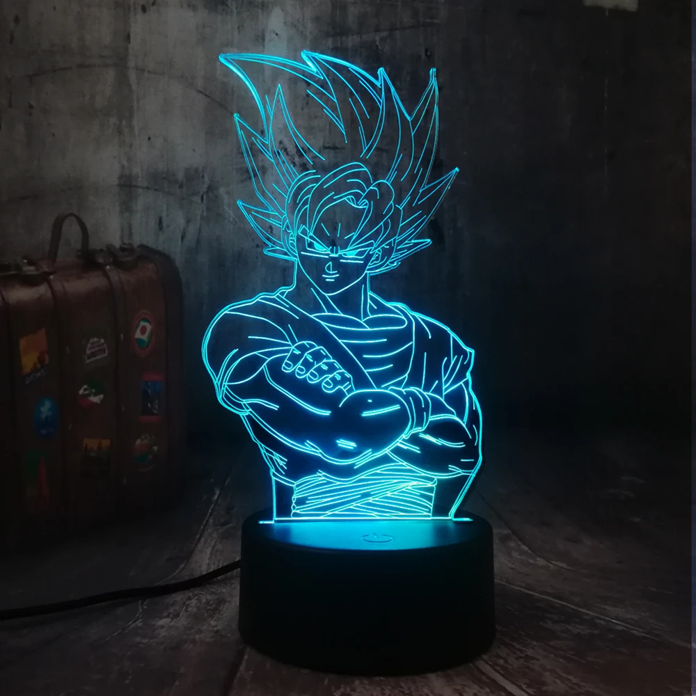 Saiyan Son Goku Dragon Ball Kakarotto 3D светодиодный Ночной светильник, настольные вечерние лампы, домашний декор, детская игрушка, рождественский подарок, Прямая поставка