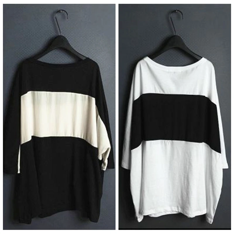 Uriysrxu loose plus size color block batwing sleeve o-neck shirt short-sleeve T-shirt batwing t-shirt male