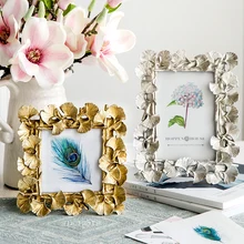 Креативная полимерная Золотая рамка с листом гинкго, винтажная фоторамка, свадебная, домашняя, Ретро Декор, украшения, ремесла, фоторамка, подарок, 4/6 дюйма