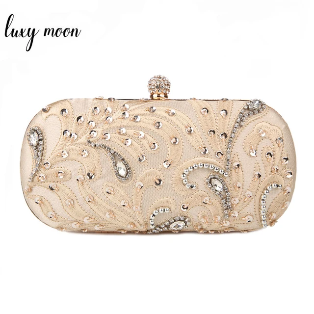 Luxury Champagne Color Women Evening Bag Elegant Day Clutches High