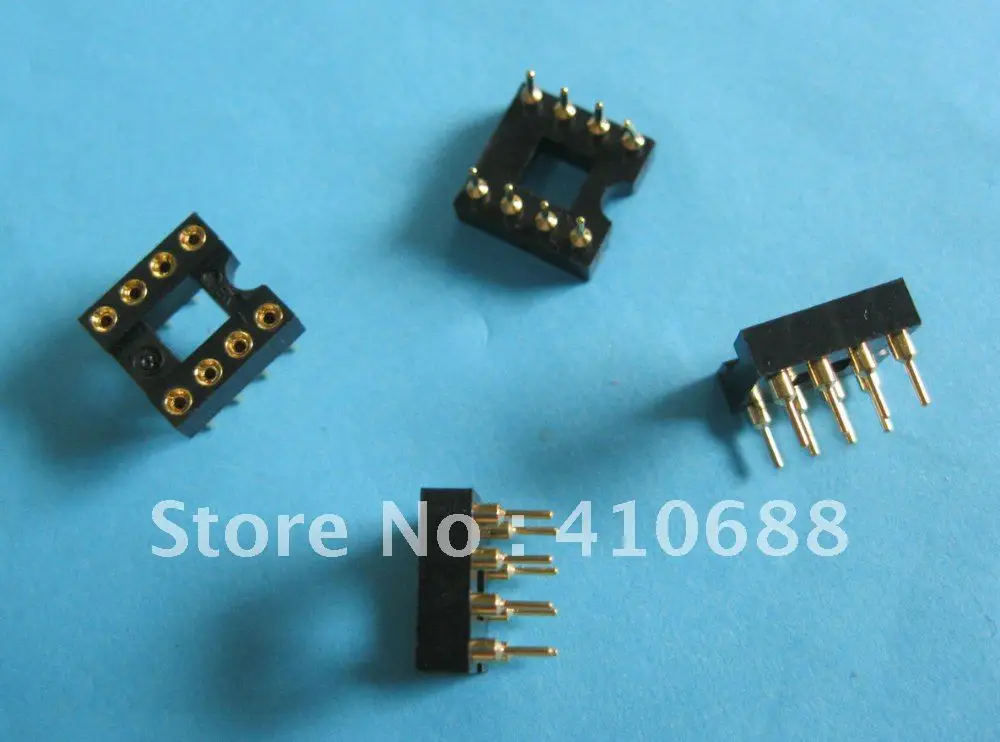 600 Pcs IC Socket Adapter Gold plated Round 8Pin headers & (IC)Sockets