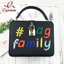 Новое поступление Мода Письмо цвет замок-заклепка поле формы женские повседневные сумки на ремне сумки женские crossbody сумка