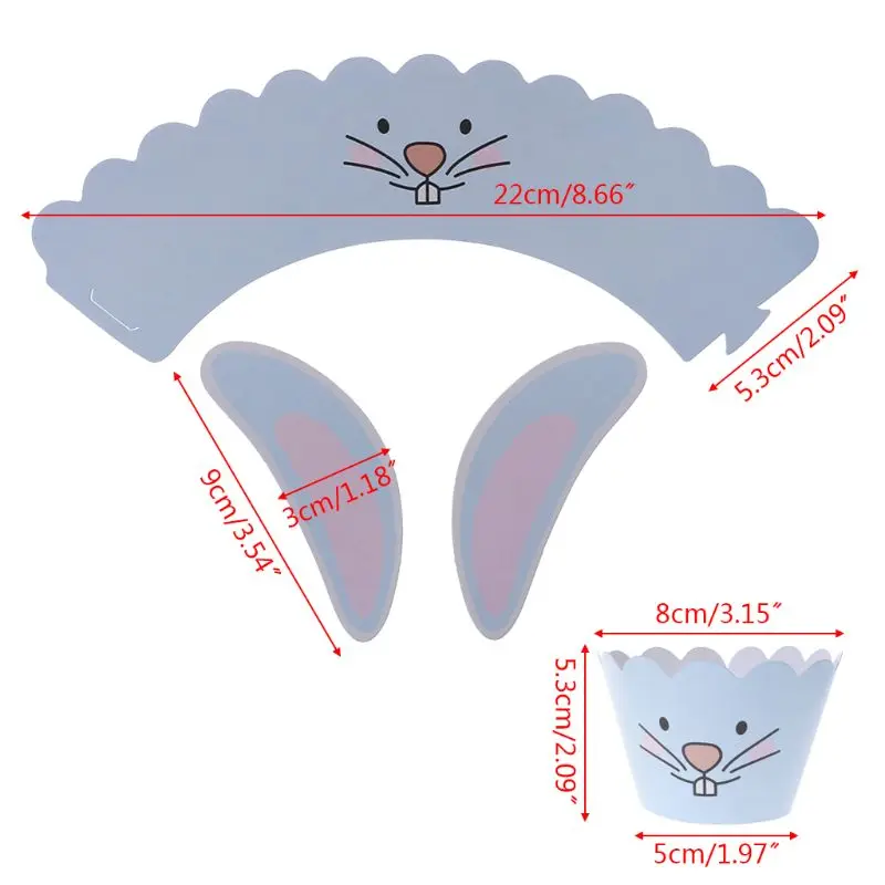 12 шт. Пасхальный кролик кекс бумажные обертки с 24 Toppers палочки для торта Свадьба День Рождения Декор