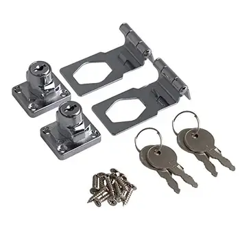 

2PCS 2.5 Inch Length Silver Zinc Alloy 90 Degrees Keyed Hasp Lock Twist Knob Keyed Locked Hasp Door Cabinet