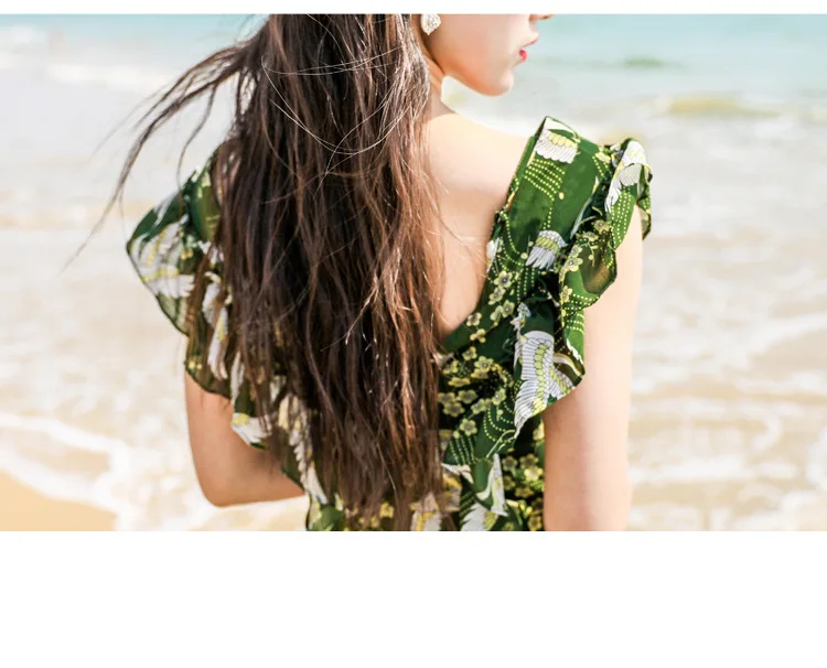 TANG 2019 New Arrival Summer Chiffon Tight Dress Deep V-Neck Floral Print Mini Dress Slim High Waist Beach Dress (12)