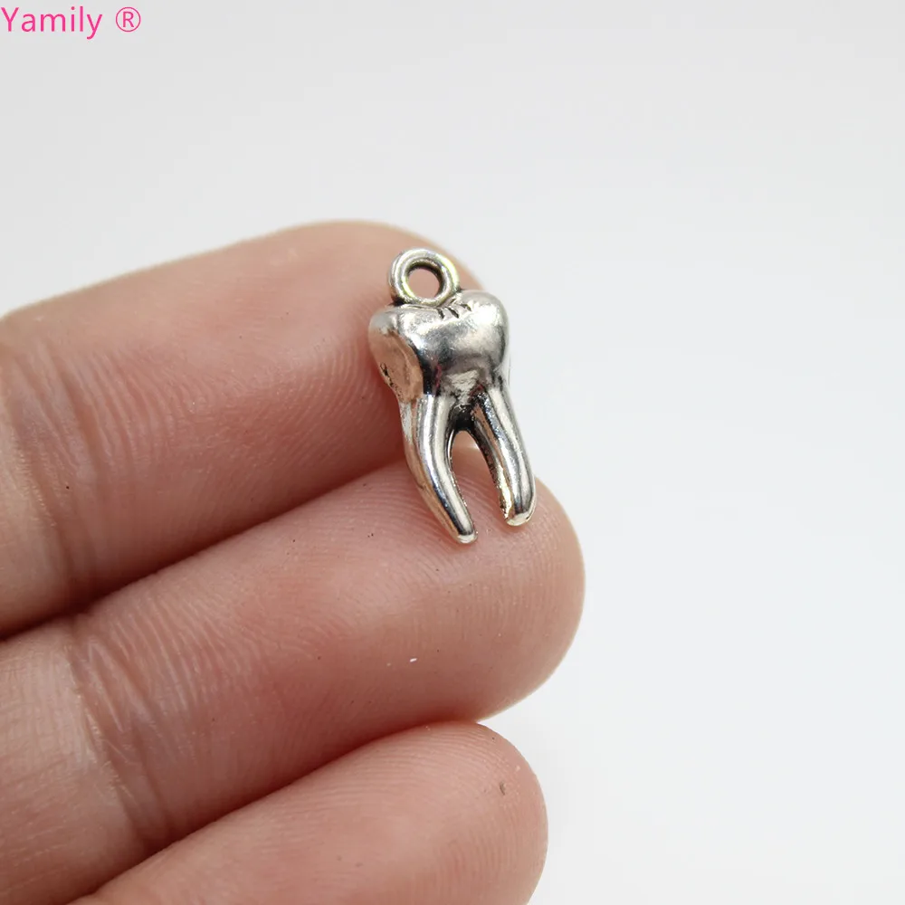 Buy 20pcs Tooth Charms 20x8mm Antique Silver tone