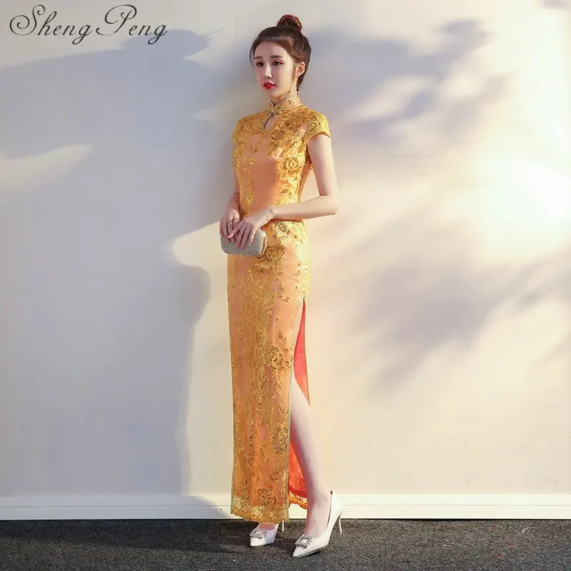 Новые женские современные китайское традиционное платье cheongsam Китайский искусственный шелк Винтаж Высокое качество китайских Дамский qipao длинные dressCC375