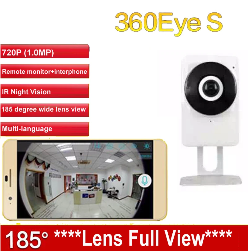 Ec1 360eye S CCTV 185 градусов объектив IPC Wi-Fi Камера панорамный ip HD 720 P радионяня
