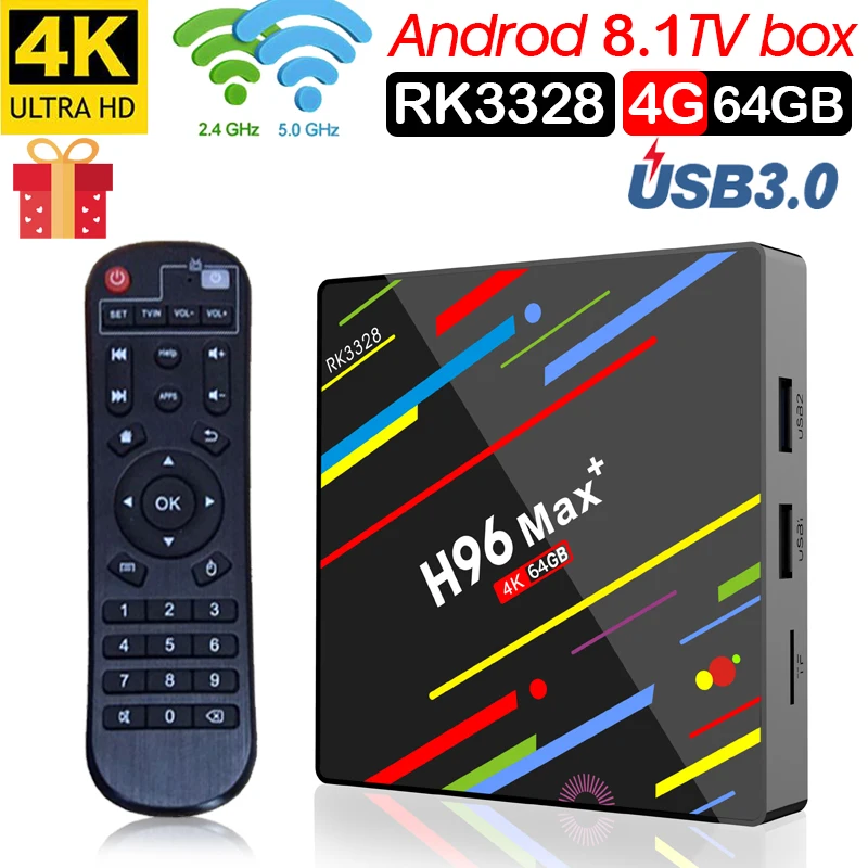 H96 MAX PLUS RK3328 TV Smart BOX 4 K Ultra HD 4G 32G 4G 64G android 81 WIFI 24g Google Media Player Set-top Box