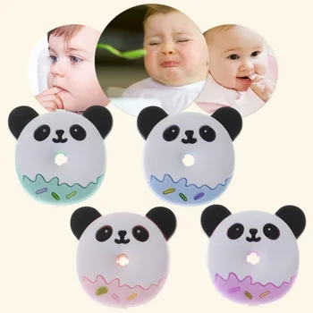 

Silicone Beads Panda Cartoon DIY Necklace Pendant Bracelet Baby Teether Teething Care Oral Supplies Bite Chew Toys Food Grade BP