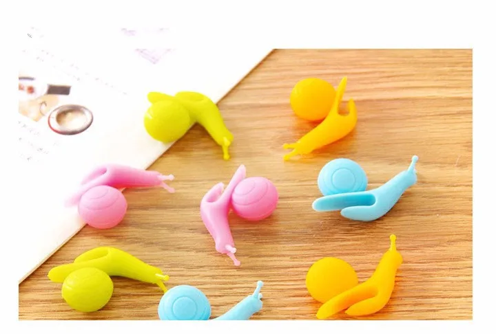 5 5PCS Cute Snail Silicone Tea Bag Hanging Mug Cup Clip Tea Infuser Easter Birthday Party Supplies Wedding Decoration Kids Gifts
