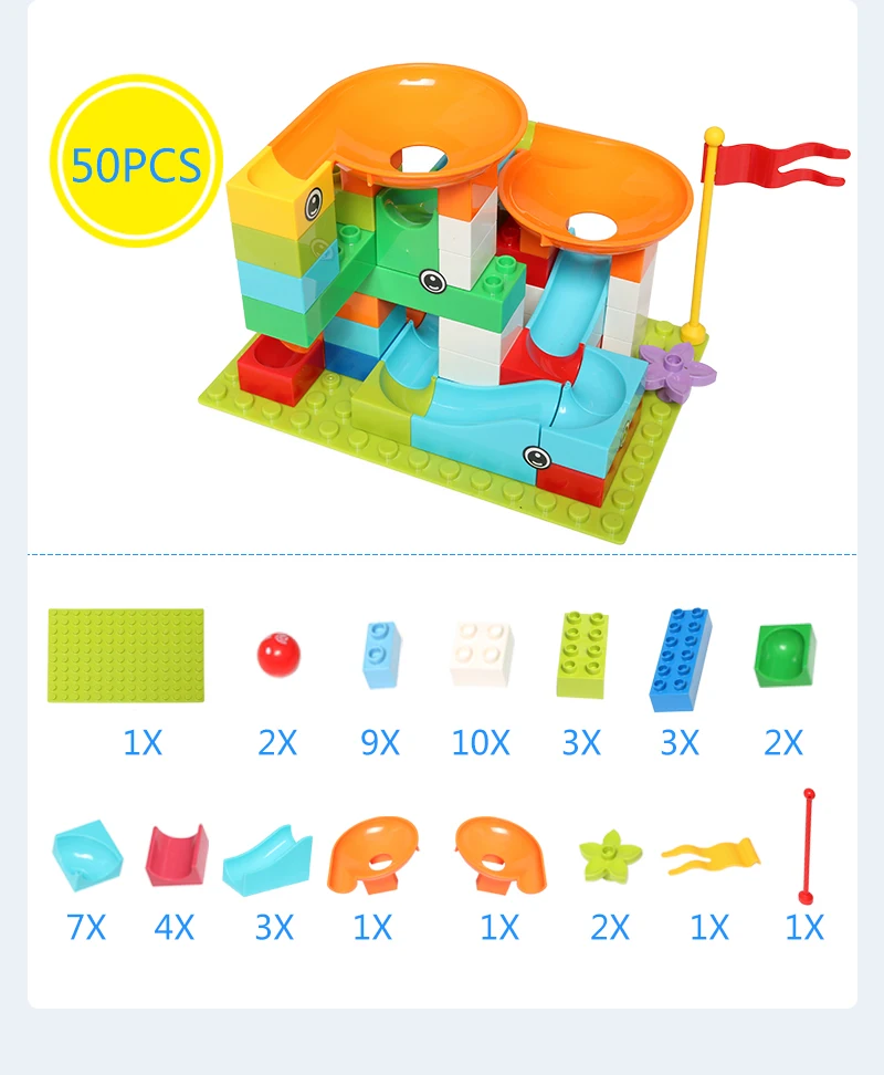 47-97 шт мраморные гоночные блоки лабиринт, Шариковая дорожка строительные блоки ABS Воронка горка сборка кирпичи блоки игрушки для детей