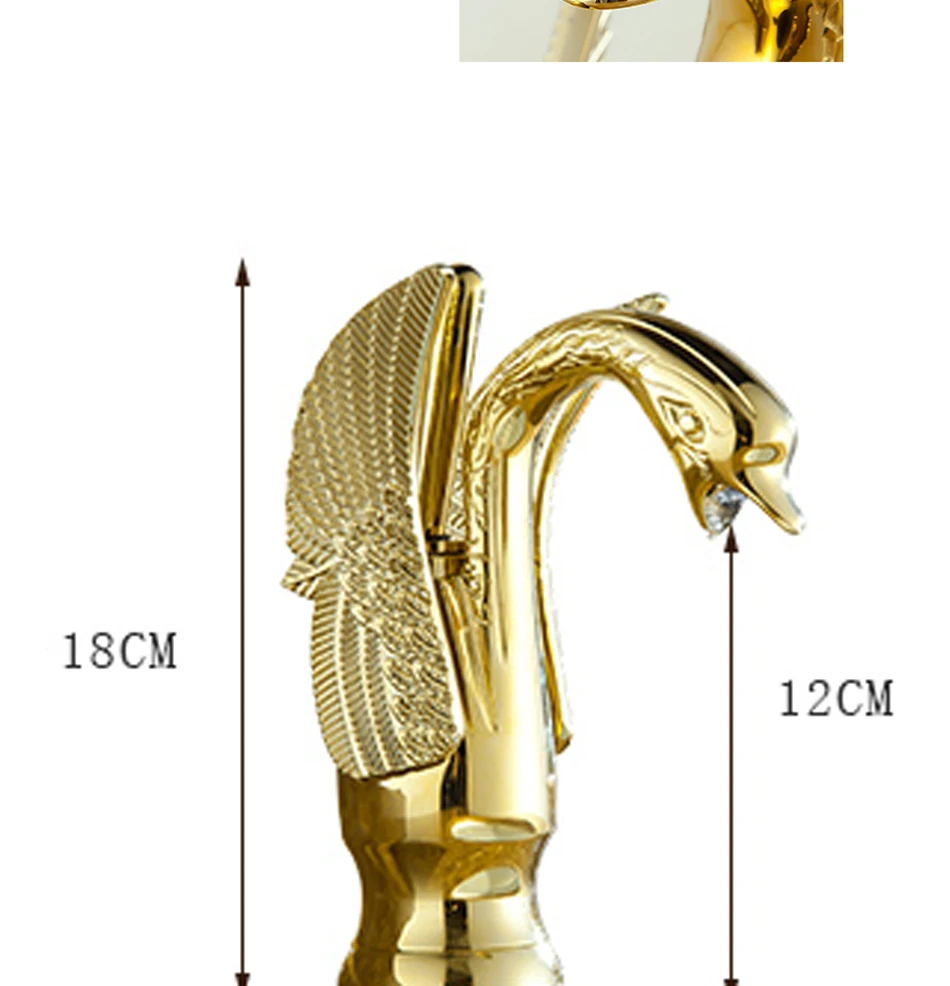 Золотой Латунный Лебедь резной Смеситель Высокий Изгиб со всеми аксессуарами кухонный смеситель для раковины