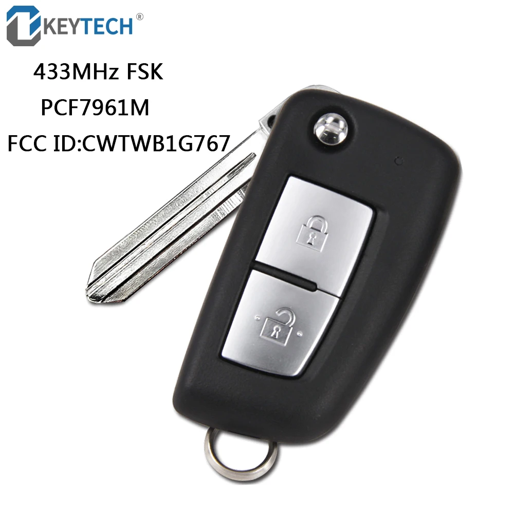 OkeyTech 433 МГц PCF7961M флип дистанционный ключ 2 кнопки для Nissan Qashqai J11 Pulsar C13 Juke F15 X-Trail T32 Micra CWTWB1G767